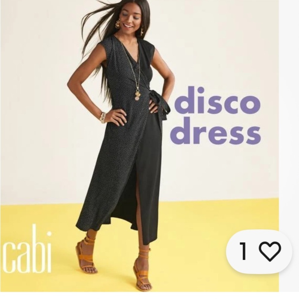 CAbi disco wrap polka dot Black and White Patterned maxi‎ Dress M